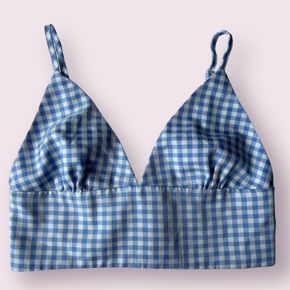 Signature8 Blue Gingham Crop Top Small